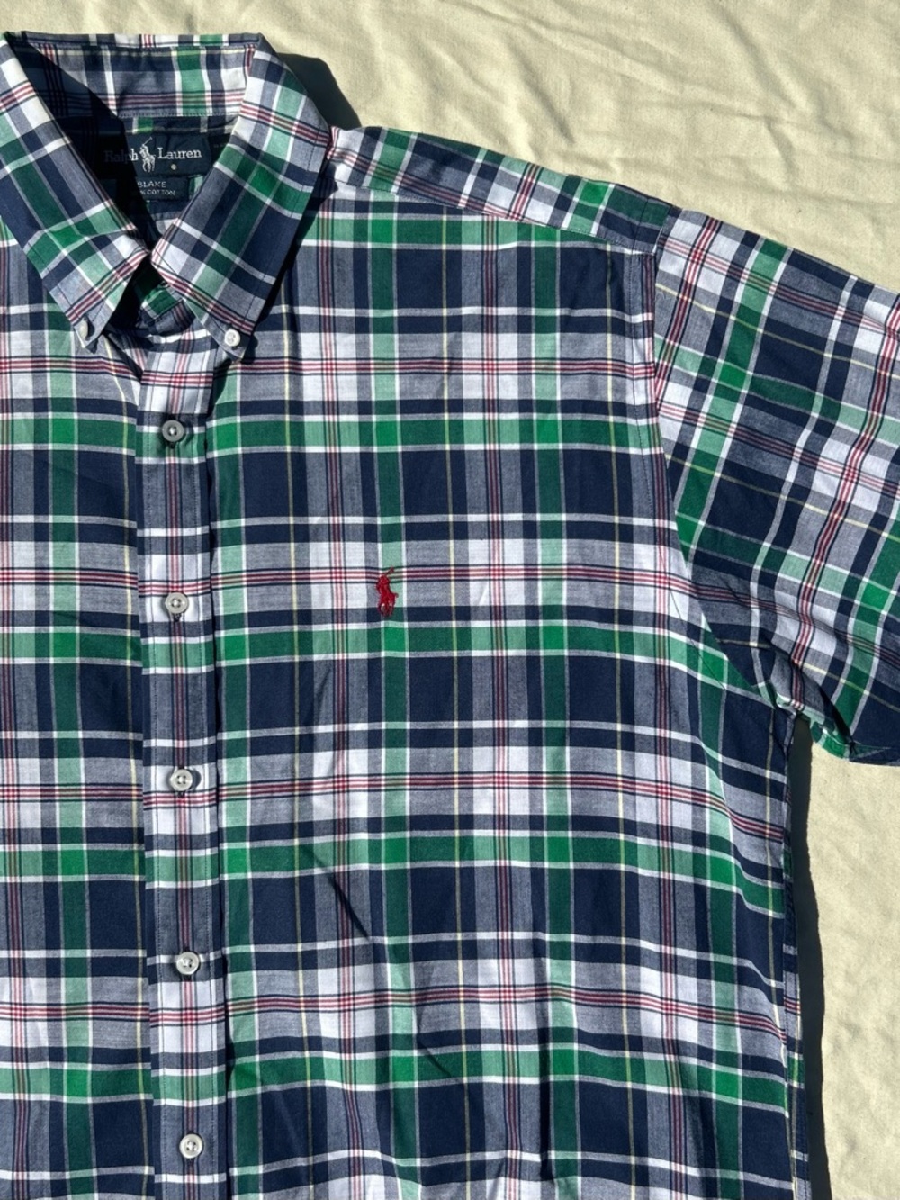 Polo by Ralph Lauren Navy & Green Plaid Button-Down Shirt